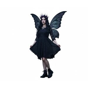 Free People Black Lace Fit Flare Dress Medieval Gothic Fairycore Dark Fairy Sz 8